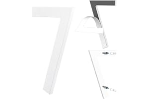 Yafimea Número de casa exterior 15 cm blanco, Números para casa con instalación adhesiva o con tornillos, diseño moderno flotante 3D para pared o valla (7)
