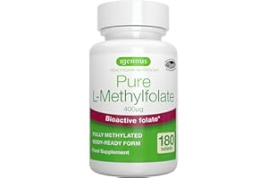 IGENNUS HEALTHCARE NUTRITION L-Metilfolato Puro 400 mcg, Forma Attiva Acido Folico 5-MTHF (Vitamina B9), 180 Compresse, Integratore Vegano, Ingredienti Puri e Senza Additivi, 1 al giorno - Igennus