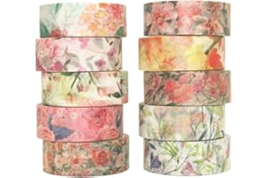 YUBBAEX Washi Tape Set Decorative Tape Craft Supplies for DIY, Bullet Journal, Craft, Gift Wrapping, Scrapbooking (Warm Tone)