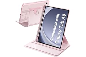 A-BEAUTY Custodia Rotante Compatibile con Samsung Galaxy Tab A11 / Tab A9 8.7-Pollici 2025/2023, Antiurto Trasparente Tablet Cover a 360 Gradi Supporto, Rosa