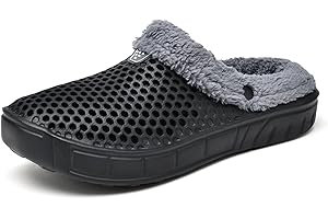 ReverseClock Unisex Lightweight Clogs with Warm Fur Lined Slip on Mules Winter Indoor Slippers Garden Shoes for Women & Men