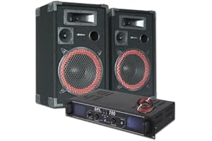 Skytec DJ PA Kit Amplificateur et Haut-Parleur 700W