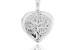 DTPSilver - 925 Sterling Silver Heart and Tree of Life Locket
