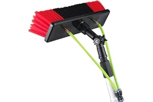 WALISK Brosse et Poteau de Nettoyage de Panneaux solaires, kit de poteaux alimentés en Eau de 5 à 12 m, Brosse à Eau 30/50 cm, kit de Nettoyage de fenêtres extérieures