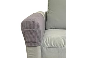 Skybook Arm Rest Covers with 1 pocket Sofa Set of 4 Stretch Armrest Chair Covers Waterproof Armchair Couch Anti-Slip Furniture Protector Slipcovers for Armchairs Sofa Arm Covers (Light Grey)