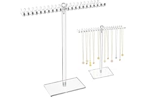 mongtsamz Halsbandsdisplayställ, hängande akrylhalsband med 40 krokar transparent bordskedjehållare akryl halsbandshållare fö