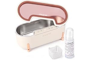 CHWARES Nettoyeur à Ultrasons 600ml, 40kHZ Petit Nettoyeur Ultrason Bijoux avec Solution de Nettoyage pour Lunettes, Bagues, Bijoux, Dentier, Appareil de Nettoyage Ultrasons avec 4 Réglages de Temps