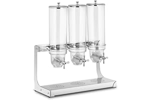 Royal Catering Dispenser per Cereali Distributore di Cereali RCCS-3.5LSS3 (3 x 3,5 litri, 3 contenitori, Acciaio inox)
