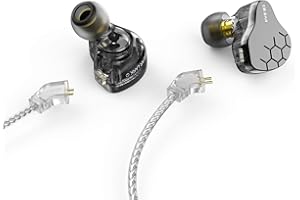 keephifi KBEAR Lark Écouteurs intra-auriculaires 1BA 1DD pour un Son Clair, Avec câble Amovible à 2 broches, écouteurs HiFi à Isolation du bruit pour musiciens, chanteurs, audiophiles(grey,avec micro)