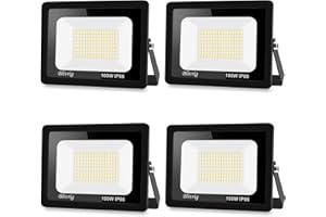 Blivrig 【4PCS】 100W projecteur exterieur led 10000LM IP66 Imperméable spot led exterieur Super Brillant Eclairage Extérieur Blanc froid(6000k) Sécurité spot led pour stades, usines, Parking, garage