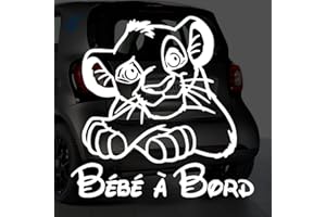Stickers bébé à bord pour voiture Lion 20 cm Blanc - Anakiss