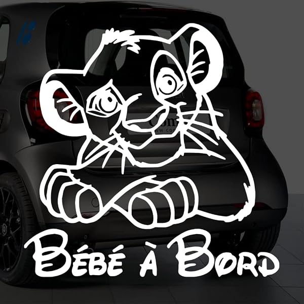 Autocollant Bébé à Bord Mickey - Sticker Voiture Blanc 18cm - Design Disney Officiel