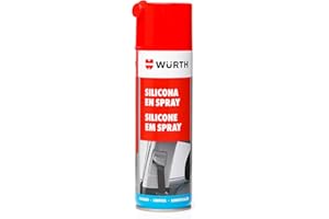 Würth Spray de silicona 500 ml Protege, cuida y aísla de forma duradera con buen efecto deslizante en piezas de plástico, goma y metal en el interior y exterior del vehículo.