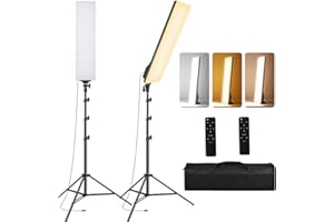 SEDGEWIN 2 Pack LED Videolicht 23.6", Dimmbare 2500-7500K Vollbild Streaming licht Studiolicht 36W Fotolicht Videoleuchte mit Fernbedienung 2M Stativ für Fotografie/Videokonferenz Beleuchtung/YouTube