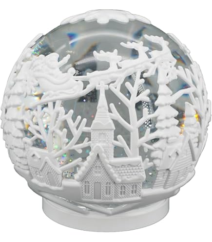 Große Musikalische Weihnachtsschneekugel - Mit Krippe & Drei Königen, 18-Ton-Spielwerk (Stille Nacht), 15,5 Cm - Aus Polystone & Glas