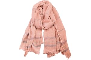 YONKOUNY Écharpe Douce Chaude Homme Coton Lin Confortable Foulards Chèche à Rayures Écharpe Longue Chale Stole pour Automne et Hiver