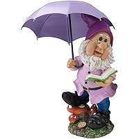 Gartenzwerg Lila Schirm Mütze 38,5 cm Bunt Zwerg Figur Haus Garten Gnom