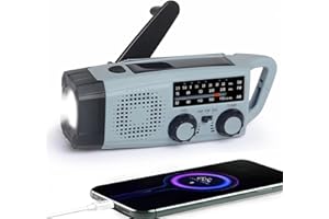 GEMMAC Notfall Radio, 2000mAh Akku Kurbelradio Solar Ladegerät Power Bank USB AM/FM-Radio mit SOS-Alarm Taschenlampe, 3-Wege-Laden Emergency Radios, Innen Außen Camping Klein Taschenradio