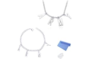 XHBTS Bangtan Boys Army A.R.M.Y Pendant and Bracelet with Mini Fabric and Mini Box, Stainless Steel, Metal