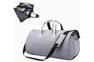 ABPOK Travel Garment Storage Bag,Convertible Garment Bag with Shoulder Strap for Business,Carry on Garment Duffel Bag for Men Women-2 in 1 Hanging Suitcase Suit Travel Cabin Bag (Light Gray-01)