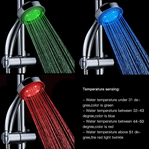 LED Duschkopf,CrazyFire 3 Farben Farbwechsel Brause Badezimmer,Duschkopf LED Temperatur Wassersparend - 2