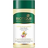 Biotique Ubtan & Collagen Face Wash for Tan Removal & Enhancing Skin Complexion - Gentle Exfoliation, Dead Skin Cell Removal|