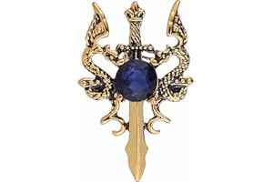 DISHOWME Broche de espada de dragón de cristal de doble dragón, pin de solapa de moda, pin de pecho, insignia vintage, para abrigo, falda, accesorios para hombres, adolescentes y mujeres