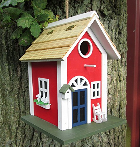 Westerholt 1665 Nistkasten rot "Villa Kunterbunt" Vogelhaus Höhle Massivholz 18,5x18,5x25cm Flugloch 3cm handbemalt