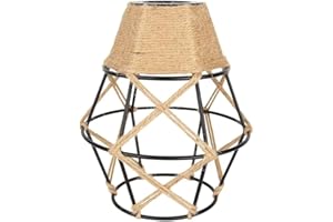 FRIDEKO HOME Klosz lampy w stylu vintage, klatka, z metalu i liny konopnej, industrialny retro, szerokość 16 cm, lampa wisząca, mały stelaż, abażur E27, do kuchni, sypialni, baru, salonu, restauracji