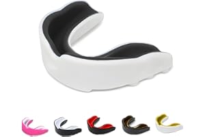 SKT SOUQ Sports Mouth Guard, Adults and Junior Gum Shield with case,Mouthguard for Jaw Protection in Contact Sports,Boxing,MMA Rugby,Karate and Martial Arts (White/Black, Adult Above 11 Years)