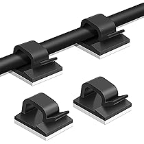 CORTNEY Zelfklevende kabelhouder, 80 stuks, met sterke pads, transparante kabelklemmen, wandmontage, kunststof, voor kantoor, thuis, auto, bureau, kabel