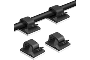 ZTVOWTO Clips de câbleAuto-adhésif 50 pièces Bureau Gestion des câbles Clips Clips de câble collants pour lumières et décoration Atelier mural Bureau à domicile à l'extérieur (15mm*14mm,Noir)