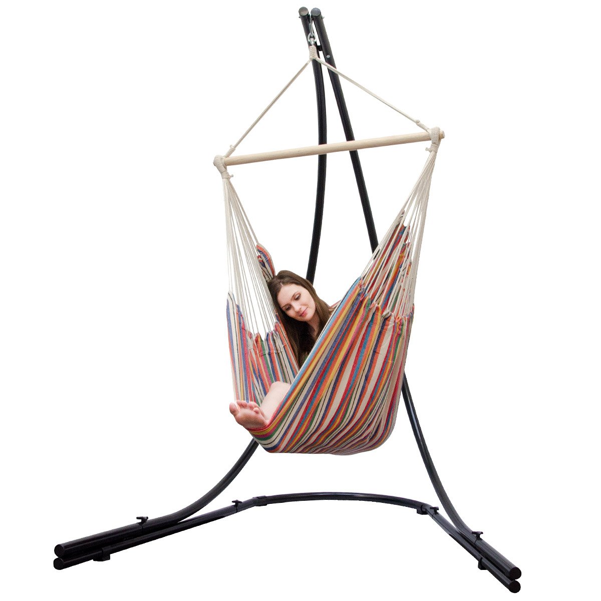 AMANKA Bis 150kg: 210cm Hängesessel Gestell Outdoor - XL Ständer für Hängesessel - Balkon Gestell für Sitzsack Garten Hängesessel Gestell Ständer für Hängesitz Hängekorb Gestell Ständer für Hängestuhl – Bild 9