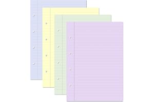 RPP A4 Refill Pack Assorted Colour Lined Notepapers Dyslexia Tinted Writing Paper Ruled with Margin 100 Sheets 4 x 25 Blue Yellow Green Lilac 10mm Lines, 4 Hole Punched