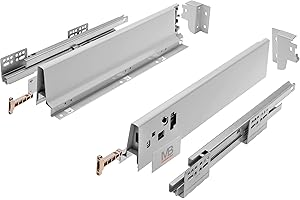 GTV - Modern Box Schublade I L=500mm H=83 mm I Grau I Leises Schließen I Belastung bis zu 40 kg I Einfache Installation I Synchronisation des Fahrweges der Führungen I PB-D-KPL500A