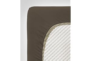 fleuresse Comfort prześcieradło z gumką (96% bawełna, 4% elastan), z gumką dookoła, Ökotex Standard 100, do materacy o wysokości do 26 cm, 120-130 x 200-220 cm, espresso