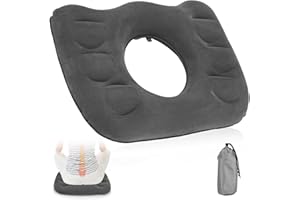Woxovo Aufblasbares Sitzkissen, Sitzring, Ergonomisches Sitzkissen, Sitzring Nach Op, Donut Kissen, Hämorrhoiden Kissen, Geeignet für Zuhause, Büro, Reisen und Rollstuhlfahrer