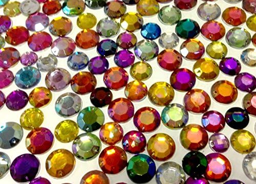 200 Irridescent Rhinestone Mix to SEW on - 12mm & 10mm Gems or Stick with Glue