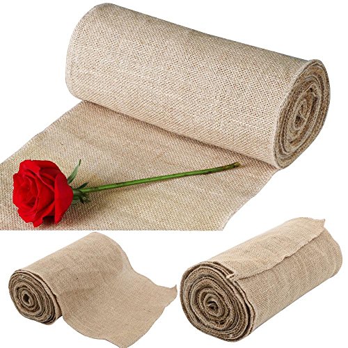 Yahee Tischläufer Tischband Tischdeko 30 cm breit, 10 Meter Rolle aus Jute natur