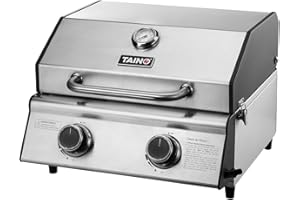 TAINO PLATINUM COMPACT Tischgrill 2 Brenner Gasgrill Edelstahl Kompakt Camping BBQ