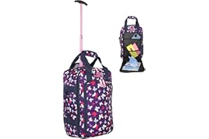 Bordlite Ryanair, EasyJet Kids Cabin Approved Holdall on Wheels, Underseat Carry-Ons, Extendable Handle, Multi Pocket, Travel Bag - 40x20x25cm - Flight Bags for Boys & Girls - Butterfly