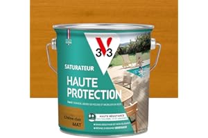 V33 Saturateur bois extérieur Chêne clair mat - Pour terrasses et mobilier de jardin - Haute résistance eau chlorée, UV et graisse - Sans essuyage et non glissant - Résine d'origine végétale - 2,5L