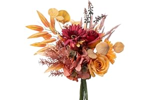 YELIKIT Flores artificiales, plantas artificiales, flores decorativas, hortensias, arreglos florales de seda para el hogar, ramo de otoño, boda, jardín, decoración de festivales