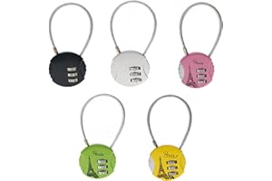 WUUOOEI Candado Combinacion Colores, 5 Pcs Candado para Equipaje, Candado de Alambre, Candado Numerico 3 Digitos, Candado Cable Contraseña para Gimnasio Maleta Caja de Herramientas Equipaje, 5 Colores