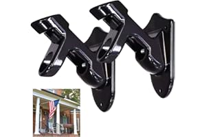 Flag Pole Holder Bracket,RoadLoo 2Pcs Aluminum Alloy Wall Mounted Flag Pole Bracket Holder Weather-Resistant 2 Angle Positions Black Flagpole Strong and Rust Free with Screw