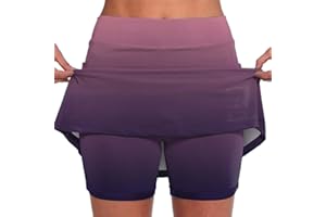 LindoMaker Women's Tennis Skirts High Waisted Workout Golf Skorts with Shorts Underneath Quick Dry Gym Athletic Running Skirts