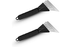 FERRIS 2 Pack Ice Scraper for Car Windscreen & Windows – Heavy-Duty Snow, Frost & Ice Remover with Non-Slip Soft Grip Handle – Winter Car Accessories for Van, Truck, SUV – Non-Scratch Tool (Black)