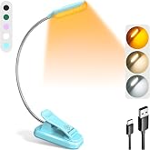 Glocusent S&ouml;ğ&uuml;t Yatakta Kitaplar i&ccedil;in Okuma Işıkları, 10LED Parlak Kitap Işığı, 3 Renk ve 3 Parlaklık, Şarj Edilebilir Kitap 