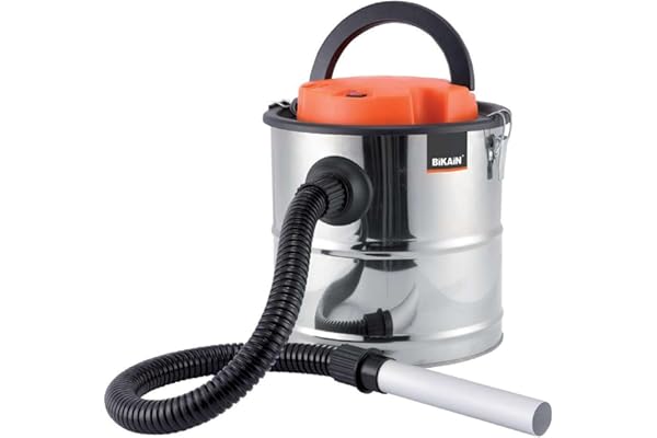 Aspirateur à Cendres avec Fonction Soufflerie - Puissance 1200W et Capacité 20L - Inclus un Tuyau de 1m et Couvercle de Filtre - Fabriqué en Acier Inoxydable - Nettoyage Cheminées et Pellets - Bikain