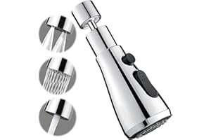 ONRYSXN 3 Function Kitchen Tap Spray Head, 360° Swivel Spout Tap Extender with Adapter Accessories Universal Sink Tap Spray Head Attachment Faucet Extension Adapter Faucet Aerator for Kitchen Sink (Silver)